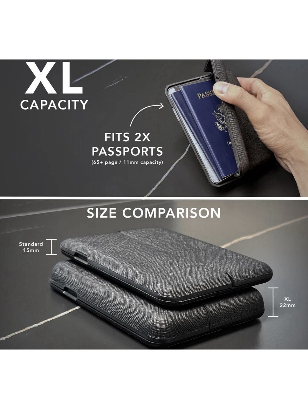 Passport Shell 2.0 - Ultralite Travel Wallet XL JET BLACK